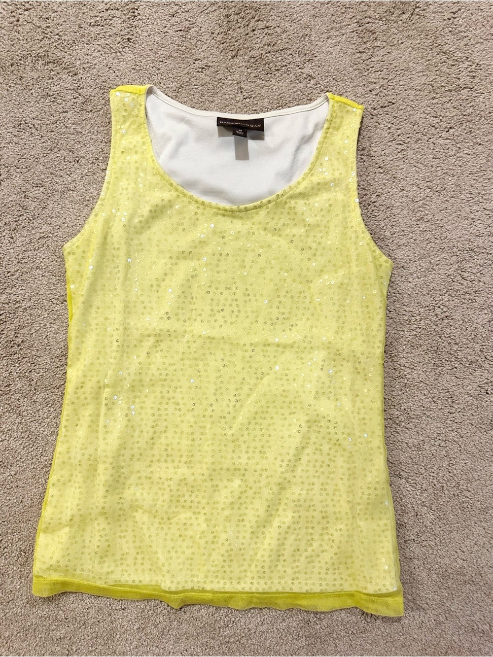 XS Dana Buchman Yellow Sequin Tank Top - Sleeveless Women's Top